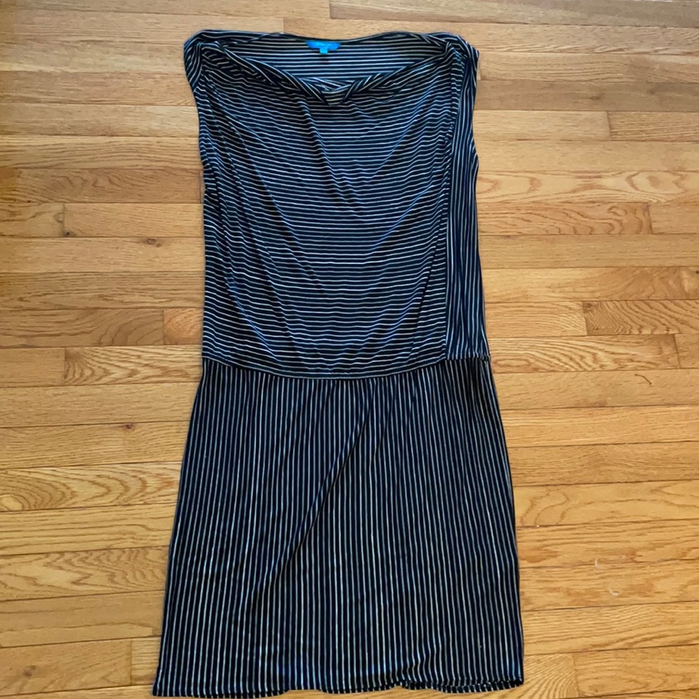 Derek Lam for Design Nation black, white stripe sleeveless rayon/polyester dress